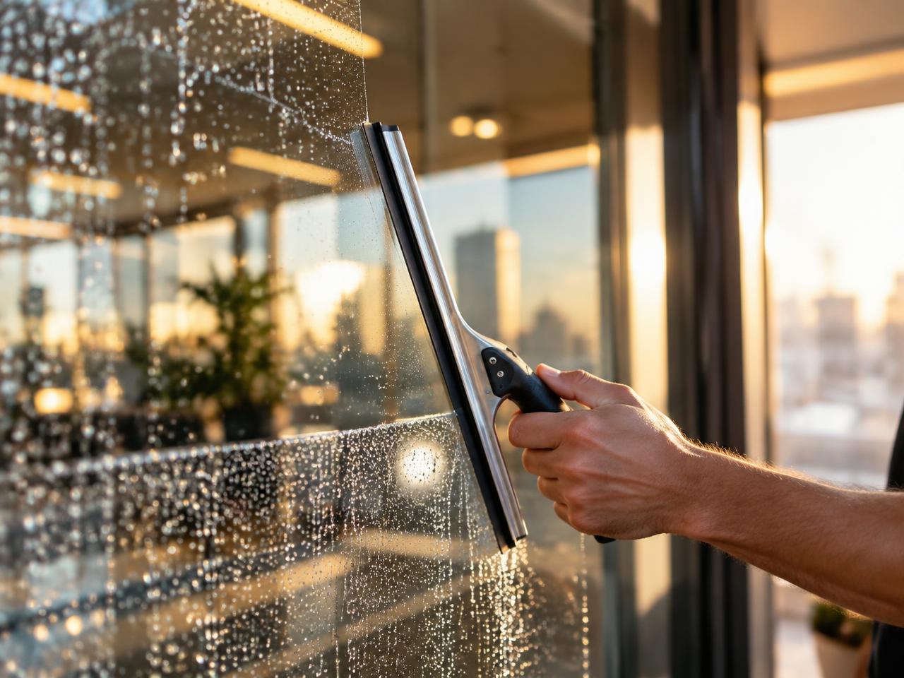 Streifenfrei gereinigte Glasfläche