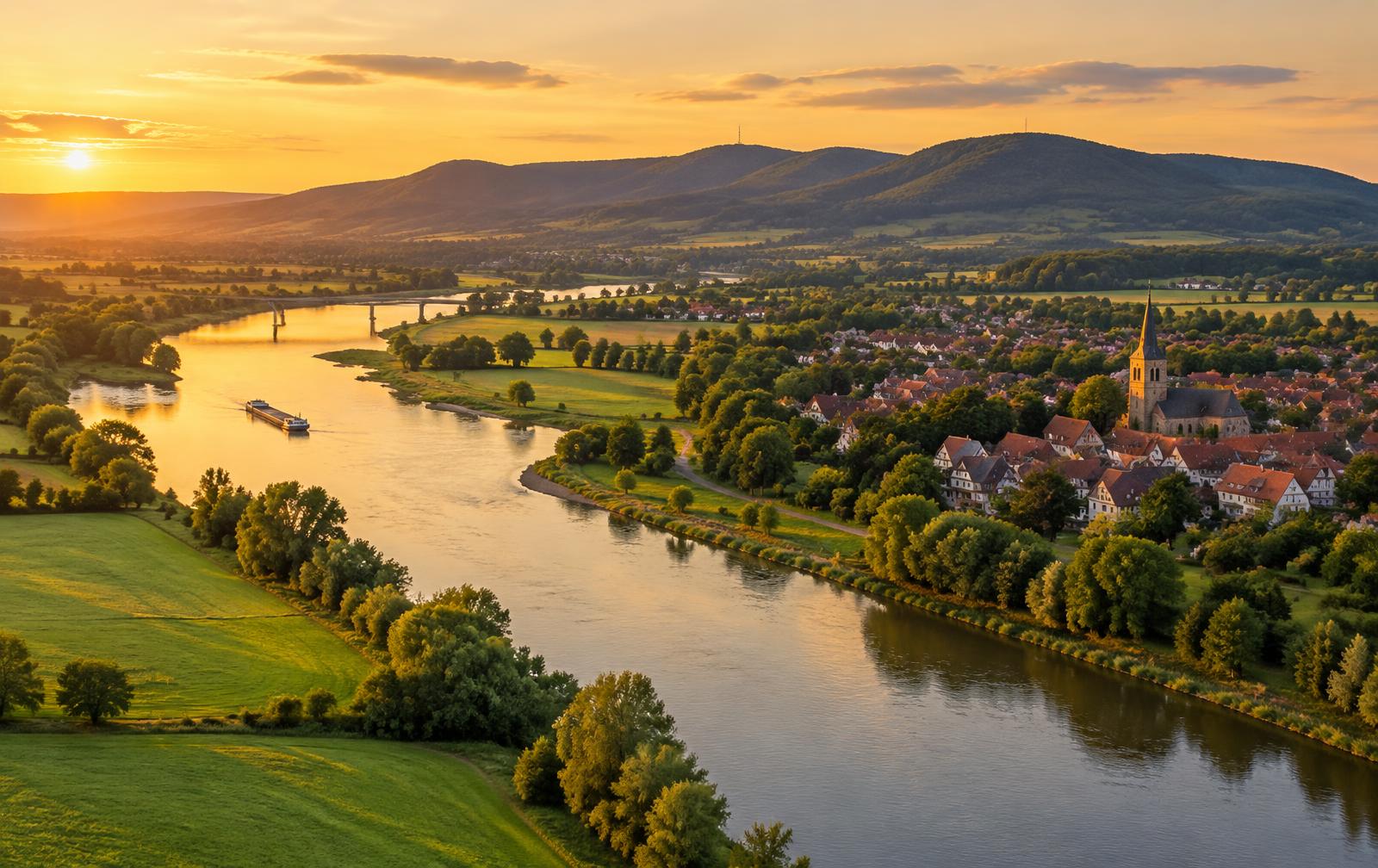 Landschaft an der Weser im Kreis Minden-Lübbecke